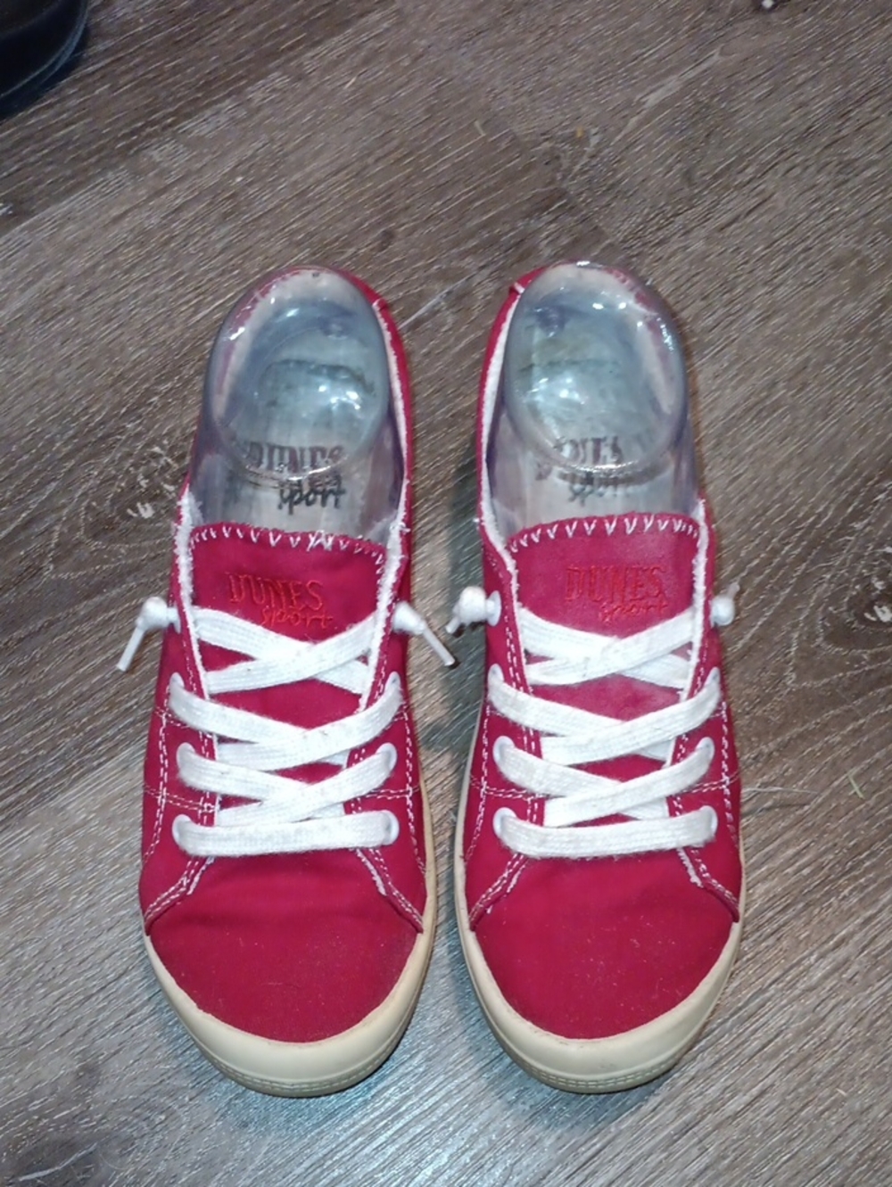 Red Low-Top Canvas Sneakers with White Laces - Women